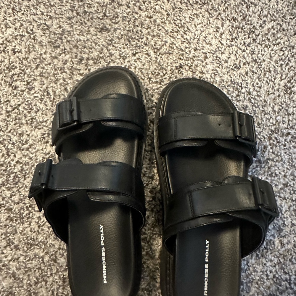 Princess Polly Black Ribbed Sole Sandals